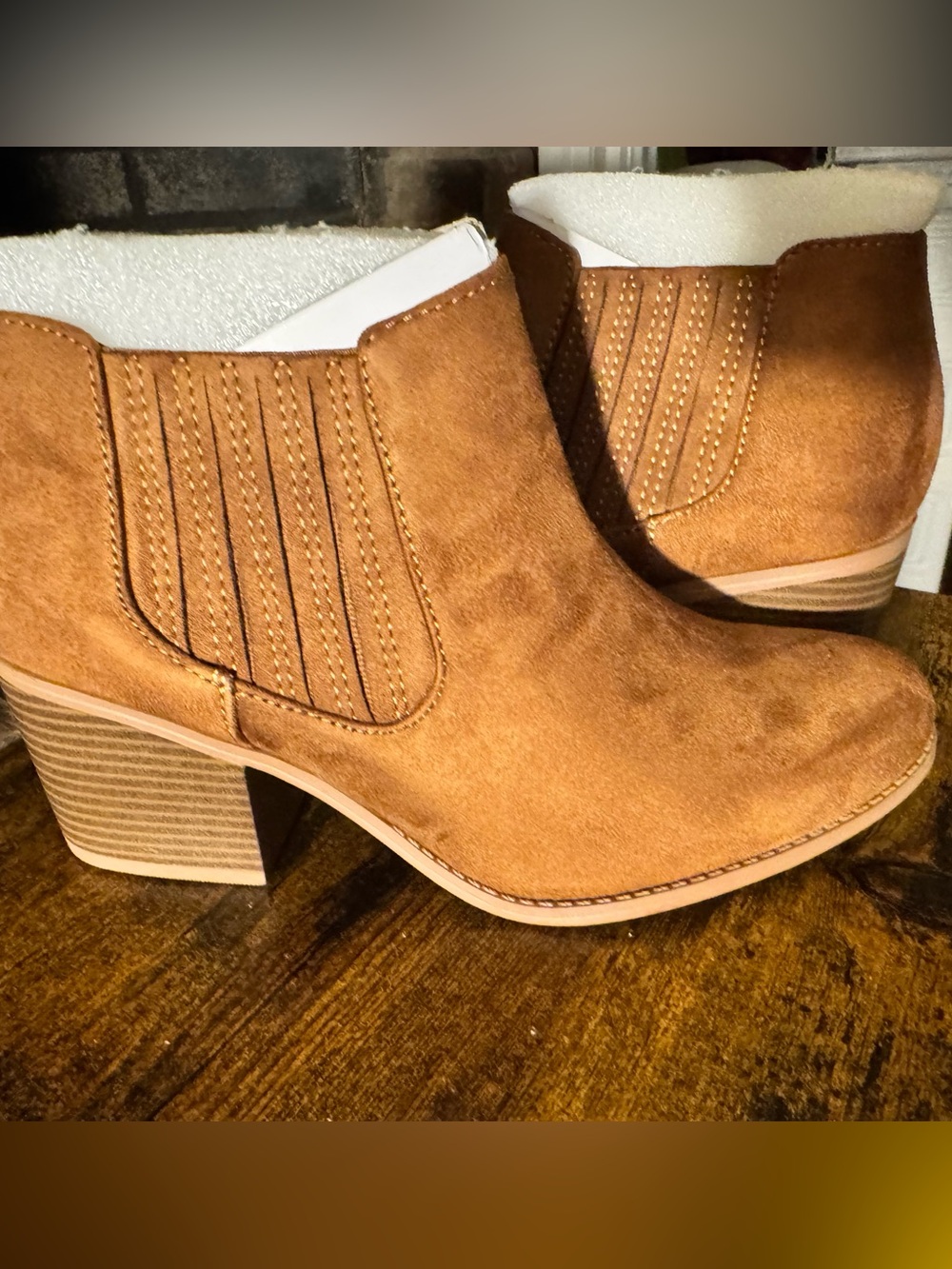 (Soda) Women’s Tan Suede Ankle Booties - Stylish Everyday Chelsea